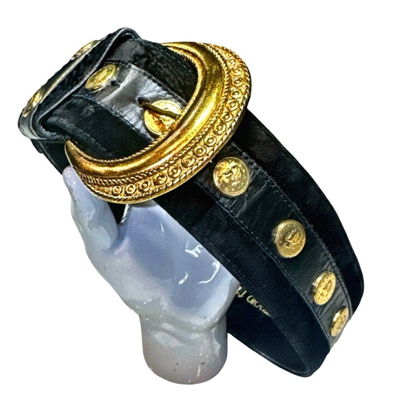 R.J. Graziano Black and Gold Statement Belt. Size Small. - Picture 1 of 12
